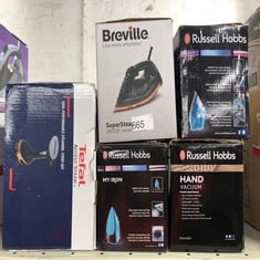 QUANTITY OF KITCHEN & APPLIANCES ITEMS TO INCLUDE BREVILLE SUPERSTEAM STEAM IRON | 2600 W | 190G/MIN STEAM SHOT | SMOOTH CERAMIC SOLEPLATE | 300 ML WATER TANK | 2M CORD WITH 360° ACTION | BLACK & COP