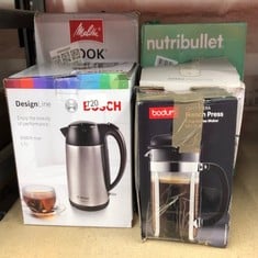 QUANTITY OF KITCHEN & APPLIANCES ITEMS TO INCLUDE BODUM CAFFETTIERA COFFEE MAKER, BLACK, 8 CUP: LOCATION - SIDE RACK