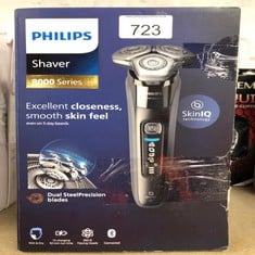 PHILIPS SHAVER SERIES 8000 - WET & DRY ELECTRIC SHAVER WITH SKIN IQ TECHNOLOGY IN DARK CHROME WITH 1 X POP-UP TRIMMER, CHARGING STAND, P-CAP, CLEANING BRUSH AND NOSE TRIMMER (MODEL S8697/23).: LOCATI