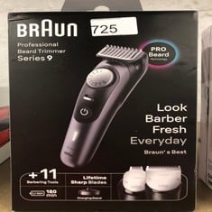 BRAUN BEARD TRIMMER SERIES 9 BT9441, TRIMMER WITH BARBER TOOLS AND 180-MIN RUNTIME, RATED WHICH BEST BUY.: LOCATION - SIDE RACK