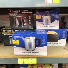 QUANTITY OF KITCHEN & APPLIANCES ITEMS TO INCLUDE RUSSELL HOBBS ELECTRIC KETTLE (FOR HOT WATER, TEA OR COFFEE, 1.7L CAPACITY, STAINLESS STEEL, PUSH TO OPEN LID, PERFECT POUR SPOUT, REMOVABLE WASHABLE