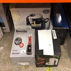 QUANTITY OF KITCHEN & APPLIANCES ITEMS TO INCLUDE BREVILLE BLEND ACTIVE PERSONAL BLENDER & SMOOTHIE MAKER | 350W | 1 PORTABLE BLEND ACTIVE BOTTLE (600ML) | LEAK PROOF LID | BLACK & GOLD [VBL251]: LOC