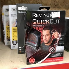 QUANTITY OF HEALTH & BEAUTY ITEMS TO INCLUDE REMINGTON QUICK CUT HAIR CLIPPERS (CORDLESS, 40-MINUTE USAGE, QUICK CHARGE, CURVE CUT BLADE TECHNOLOGY, CLEANER MORE EVEN CUT, GRADING, TAPERING & TRIMMIN