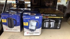 QUANTITY OF KITCHEN & APPLIANCES ITEMS TO INCLUDE RUSSELL HOBBS HONEYCOMB ELECTRIC 1.7L CORDLESS KETTLE (FAST BOIL 3KW, GREY PREMIUM PLASTIC, MATT & HIGH GLOSS FINISH, REMOVABLE WASHABLE ANTI-SCALE F