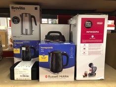 QUANTITY OF  ITEMS TO INCLUDE RUSSELL HOBBS HONEYCOMB ELECTRIC 1.7L CORDLESS KETTLE (FAST BOIL 3KW, BLACK PREMIUM PLASTIC, MATT & HIGH GLOSS FINISH, REMOVABLE WASHABLE ANTI-SCALE FILTER, PUSH BUTTON