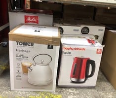 QUANTITY OF KITCHEN & APPLIANCES ITEMS TO INCLUDE MORPHY RICHARDS EQUIP RED JUG KETTLE - 1.7L - RAPID BOIL - LIMESCALE FILTER - 102785: LOCATION - C RACK