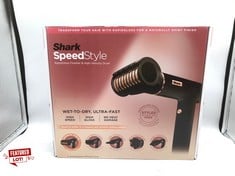 SHARK SPEEDSTYLE IONIC HAIR DRYER & STYLER WITH RAPID GLOSS FINISH WITH STORAGE BAG & HAIR CLIPS, 5 STYLERS, FOR ALL HAIR TYPES, ULTRA FAST DRYING, SMOOTHS FLYAWAYS, NO HEAT DAMAGE, BLACK/COPPER.: LO