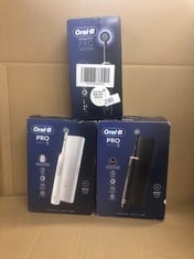 QUANTITY OF HEALTH & BEAUTY ITEMS TO INCLUDE ORAL-B VITALITY PRO ELECTRIC TOOTHBRUSHES FOR ADULTS, FOR HIM / HER, 1 HANDLE, 2 TOOTHBRUSH HEADS, 3 BRUSHING MODES INCLUDING SENSITIVE PLUS, 2 PIN UK PLU