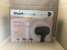 SHARK STYLE IQ HAIR DRYER & STYLER 3-IN-1 WITH STYLE BRUSH, CONCENTRATOR & CURL-DEFINING DIFFUSER, IONIC, FAST DRYING, NO HEAT DAMAGE, COOL SHOT, AUTO HEAT & AIRFLOW SETTINGS, BLACK/ROSE GOLD HD120UK