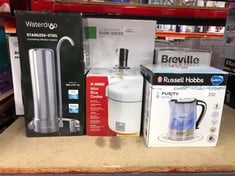 QUANTITY OF KITCHEN & APPLIANCES ITEMS TO INCLUDE RUSSELL HOBBS 22851 BRITA FILTER PURITY ELECTRIC KETTLE, ILLUMINATING FILTER KETTLE WITH BRITA MAXTRA+ CARTRIDGE INCLUDED, 3000 W, 1.5 LITRE, PLASTIC