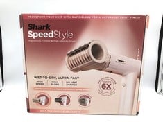 SHARK SPEEDSTYLE HAIR DRYER & RAPID GLOSS FINISH FOR CURLY & COILY HAIR, 3 STYLERS, ULTRA FAST DRYING, SMOOTHS FLYAWAYS, FOR ALL HAIR TYPES, NO HEAT DAMAGE, AUTOMATIC SETTINGS, IONIC, SILK HD332UK.: