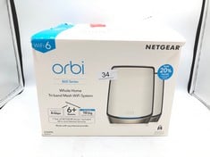 NETGEAR ORBI TRI-BAND WIFI 6 MESH SYSTEM (RBK862S) – ROUTER WITH 1 SATELLITE EXTENDER, COVERAGE UP TO 5,400 SQ. FT., 100 DEVICES, 10 GIG INTERNET PORT, ARMOR SUBSCRIPTION, AX6000 (UP TO 6GBPS).: LOCA