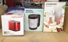 QUANTITY OF KITCHEN & APPLIANCES ITEMS TO INCLUDE MORPHY RICHARDS EQUIP RED 2 SLICE TOASTER - DEFROST AND REHEAT SETTINGS - 2 SLOT - STAINLESS STEEL - 222066: LOCATION - D RACK