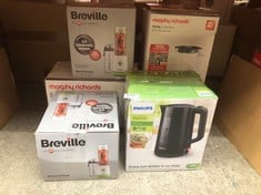 QUANTITY OF KITCHEN & APPLIANCES ITEMS TO INCLUDE BREVILLE BLEND ACTIVE PERSONAL BLENDER & SMOOTHIE MAKER | 350W | 2 PORTABLE BLEND ACTIVE BOTTLES (600ML) | LEAK PROOF LIDS | WHITE & GREEN [VBL246]: