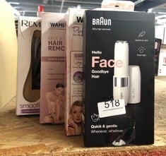 QUANTITY OF HEALTH & BEAUTY ITEMS TO INCLUDE BRAUN FACE MINI HAIR REMOVER, FACIAL HAIR REMOVER FOR WOMEN MINI-SIZED DESIGN FOR PORTABILITY, EFFICIENT FACIAL HAIR REMOVAL ANYTIME, ANYWHERE, WITH SMART