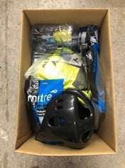 QUANTITY OF SPORT ITEMS TO INCLUDE MITRE BREATHABLE SHIN GUARDS: LOCATION - F RACK