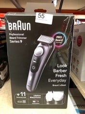 BRAUN BEARD TRIMMER SERIES 9 BT9441, TRIMMER WITH BARBER TOOLS AND 180-MIN RUNTIME, RATED WHICH BEST BUY.: LOCATION - A RACK