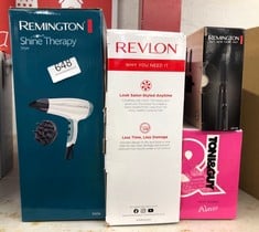 QUANTITY OF HEALTH & BEAUTY ITEMS TO INCLUDE REMINGTON BLOW DRY & STYLE AIR STYLER - FOR SHORTER HAIR (2 ATTACHMENTS, 19MM BRUSH, 25MM SOFT BRISTLE BRUSH, 2 HEAT SETTINGS, 2 SPEED SETTINGS, SWIVEL CO