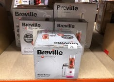 QUANTITY OF KITCHEN & APPLIANCES ITEMS TO INCLUDE BREVILLE BLEND ACTIVE PERSONAL BLENDER & SMOOTHIE MAKER | 350W | 2 PORTABLE BLEND ACTIVE BOTTLES (600ML) | LEAK PROOF LIDS | WHITE & PINK [VBL248]: L