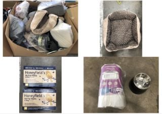 1 X PALLET OF ASSORTED PET ITEMS TO INCLUDE SMALL ROUND FLUFFY DOG BED: LOCATION - MIDDLE FLOOR(COLLECTION OR OPTIONAL DELIVERY AVAILABLE)