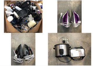 1 X PALLET OF ASSORTED KITCHEN ITEMS TO INCLUDE RUSSELL HOBBS POWER STEAM ULTRA IRON: LOCATION - REAR FLOOR(COLLECTION OR OPTIONAL DELIVERY AVAILABLE)