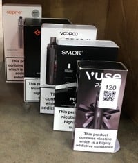 QUANTITY OF ASSORTED VAPES TO INCLUDE ASPIRE ZELOS 3 KIT RRP £145 ID MAY BE REQUIRED - COLLECTION ONLY - LOCATION BACK RACK