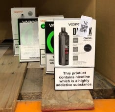 QUANTITY OF ASSORTED VAPES TO INCLUDE ASPIRE ZELOS 3 KIT RRP £145 ID MAY BE REQUIRED - COLLECTION ONLY - LOCATION RIGHT RACK