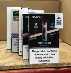 QUANTITY OF ASSORTED VAPES TO INCLUDE SMOK APM C KIT RRP £130 ID MAY BE REQUIRED - COLLECTION ONLY - LOCATION RIGHT RACK