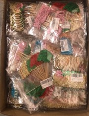 QUANTITY OF ASSORTED ITEMS TO INCLUDE 24PCS GLITTER UGLY SWEATER CUPCAKE TOPPERS GOLD GREEN RED CHRISTMAS TREE DEER SNOWFLAKE CUPCAKE PICKS WINTER MERRY CHRISTMAS THEME NEW YEAR HOLIDAY PARTY CAKE DE