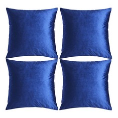 6 X GIGIZAZA CUSHION COVERS 16X16 BLUE VELVET CUSHION COVERS SQUARE SOFT THROW PILLOW COUCH COVERS CASES FOR BEDROOM LIVING ROOM 40X40 SET OF 4 - TOTAL RRP £110: LOCATION - A RACK