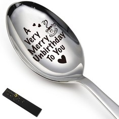 12 X YTNONT A VERY MERRY UNBIRTHDAY TO YOU - FUNNY ENGRAVED STAINLESS STEEL SPOON, PERFECT FOR ICE CREAM, COFFEE, TEA, AND DESSERTS - GIFT FOR COFFEE LOVERS, BIRTHDAYS, GRADUATION, CHRISTMAS, FATHER'