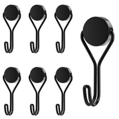 32 X MOGADEE® MAGNETIC HOOKS, PACK OF 6 MAGNETIC HOOKS, BLACK, EXTRA STRONG FOR KITCHEN, GADGETS, BEDROOM, LOCKERS, OFFICE, FRIDGES, HANGING DECORATIVE LIGHTS, GRILL, GARDEN TOOLS - 20G - TOTAL RRP £