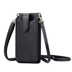 7 X PEACOCKTION SMALL CROSSBODY CELL PHONE PURSE FOR WOMEN, MINI SHOULDER BAG WALLET WITH RFID CREDIT CARD SLOTS, 01- BLACK - TOTAL RRP £111: LOCATION - A RACK