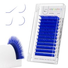 QUANTITY OF ANNAFRIS COLORED EYELASH EXTENSION CLASSIC BLUE 0.10 L CURL 8-15MM MIX COLORFUL SINGLE LASH EXTENSION INDIVIDUAL SALON SUPPLIES COLOR LASH PROFESSIONAL (CLASSIC BLUE,0.10 L 8-15MM MIX) -