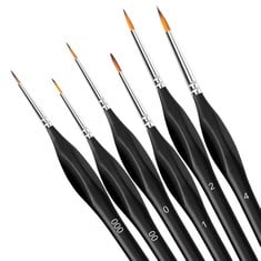 24 X PAINT BRUSHES 6 PIECES SET, PROFESSIONAL FINE TIP PAINT BRUSH SET ROUND POINTED TIP NYLON HAIR ARTIST ACRYLIC BRUSH FOR ACRYLIC WATERCOLOR OIL PAINTING (BROWN) - TOTAL RRP £160: LOCATION - A RAC