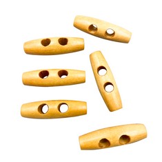 32 X 50PCS NATURAL HORN SHAPE 2 HOLE SCRAPBOOKING SEWING TOGGLE WOOD BUTTONS BROWN OLIVE BUCKLE CRAFT DIY 50MM ET2109 - TOTAL RRP £194: LOCATION - B RACK