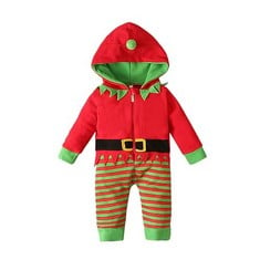 18 X LIKPOJA NEWBORN BABY FIRST CHRISTMAS ELF OUTFIT ONE-PIECES BABY CHRISTMAS DRESS UP WARM SANTA COSTUME WITH ELF HAT FOR TODDLER BABY GIRLS AND BABY BOYS(RED ELF ROMPER A,3-6 MONTHS) - TOTAL RRP £