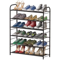 7 X MOYIPIN 6-TIER SHOE RACK STORAGE ORGANIZER,23.6" LONG SHOE SHELF WITH WATERPROOF NON-WOVEN FABRIC, HIGH CAPACITY, BLACK - TOTAL RRP £115: LOCATION - C RACK