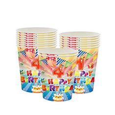 23 X 16PCS 4TH BIRTHDAY PAPER CUPS,COLOURFUL KIDS 4TH BIRTHDAY TABLEWARE PARTY CUPS DISPOSABLE,HAPPY 4TH BIRTHDAY TABLE DECORATIONS CUP BIRTHDAY GIFTS FOR GIRLS,BOYS,KIDS 4TH BIRTHDAY PARTY DECORATIO