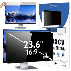 QUANTITY OF ASSORTED ITEMS TO INCLUDE 2 PCS 23.6 INCH COMPUTER PRIVACY SCREEN FILTER FOR COMPUTER MONITOR 16:9 ASPECT RATIO, REMOVABLE ANTI BLUE LIGHT GLARE SCREEN PROTECTOR FILM, 23.6 IN PRIVACY SCR