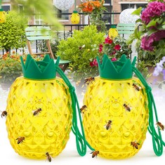 14 X BOFUNX 2PCS WASP TRAPS, PINEAPPLE SHAPE HANGING GARDEN WASP BEE HORNET YELLOW JACKET TRAP CATCHERS FRUIT FLY INSECT TRAP FOR INDOOR OUTDOOR: LOCATION - C RACK