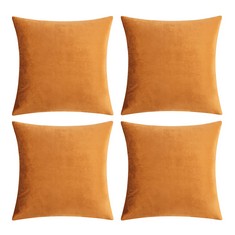 9 X GIGIZAZA CUSHION COVERS 18X18 ORANGE VELVET CUSHION COVERS SQUARE SOFT THROW PILLOW COUCH COVERS CASES FOR BEDROOM LIVING ROOM 45X45 SET OF 4 - TOTAL RRP £180: LOCATION - C RACK