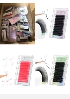 QUANTITY OF ASSORTED ITEMS TO INCLUDE ANNAFRIS COLORED EYELASH EXTENSION CLASSIC GREEN 0.10 L CURL 8-15MM MIX COLORFUL SINGLE LASH EXTENSION INDIVIDUAL SALON SUPPLIES COLOR LASH PROFESSIONAL (CLASSIC