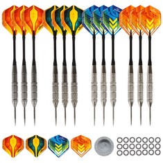 11 X CC-EXQUISITE 12 PREMIUM DARTS, STEEL TIP DARTS SET, 12 X 20/22G STELL TIP DARTS, FLIGHTS & SHAFTS + DART TOOL, RUBBER O-RINGS – FULLY CUSTOMIZABLE - TOTAL RRP £92: LOCATION - C RACK