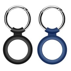 40 X AIRTAGS CASE KEYCHAIN, SOFT SILICONE CASE COMPATIBLE WITH AIRTAG (2021), 2 PACK, SOFT AND FLEXIBLE TAG HOLDER, PORTABLE PROTECTIVE COVER, KEEPS SIGNAL STRONG (BLUE BLACK) - TOTAL RRP £200: LOCAT