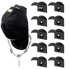 23 X A&H ZIER HAT RACK FOR BASEBALL CAPS HAT HOOKS FOR WALL HAT NECKLACE HOLDER HAT HANGERS FOR HAT DISPLAY HAT ORGANIZER FOR SCARF BELT HAIR BANDS (BLACK, 10 PCS) - TOTAL RRP £164: LOCATION - C RACK