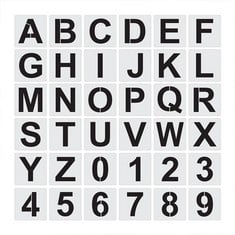 QUANTITY OF LETTER AND NUMBER STENCILS - 2 INCH ALPHABET ART CRAFT STENCILS, REUSABLE PLASTIC ART CRAFT STENCILS FOR WOOD, WALL, FABRIC, ROCK, CHALKBOARD, SIGNAGE, DIY SCHOOL ART PROJECTS - TOTAL RRP