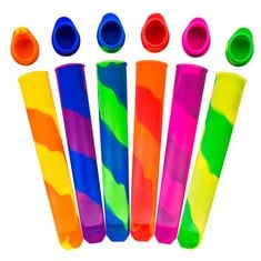 11 X MUNSKT PACK OF 6 POPSICLE MOULDS, RAINBOW LUNCH SNACK BAGS, SILICONE ICE POPS MAKER WITH LEAK PROOF LIDS, REUSABLE FOR PARTY ICE LOLLY CHOCOLATE CREAM - TOTAL RRP £128: LOCATION - D RACK