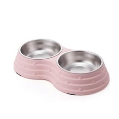 7 X MITHUI JU DOUBLE DOG BOWLS,PREMIUM REMOVABLE DOUBLE DOG BOWLS STAINLESS STEEL DOUBLE BOWLS WITH NON-SLIP BOTTOM NON-SPILL DOG FOOD BOWLS (GREEN-LARGE) - TOTAL RRP £87: LOCATION - A RACK