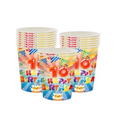 48 X 16PCS 10TH BIRTHDAY PAPER CUPS,COLOURFUL KIDS 10TH BIRTHDAY TABLEWARE PARTY CUPS DISPOSABLE,HAPPY 10TH BIRTHDAY TABLE DECORATIONS CUP BIRTHDAY GIFTS FOR GIRLS,BOYS,KIDS 10TH BIRTHDAY PARTY DECOR